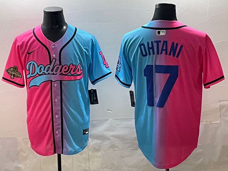Men Los Angeles Dodgers #17 Ohtani Blue pink Game 2025 Nike MLB Jersey style 0012